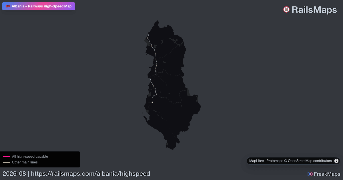 Albania High-Speed Rail Map — HSR Lines & Fast Train Corridors | RailsMaps