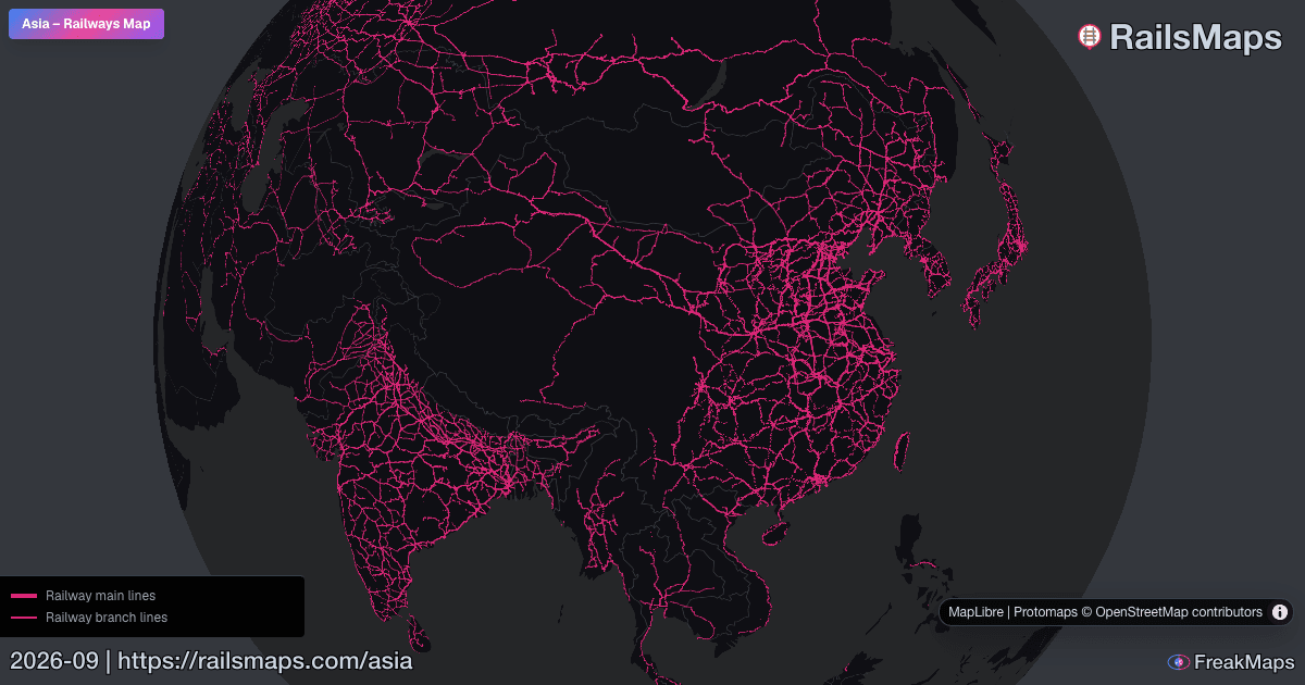 Asia Railway Map — Train & Rail Network | RailsMaps