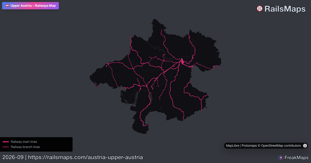 Upper Rails Locationone Upper Austria Railway Map — Train & Rail Network | RailsMaps