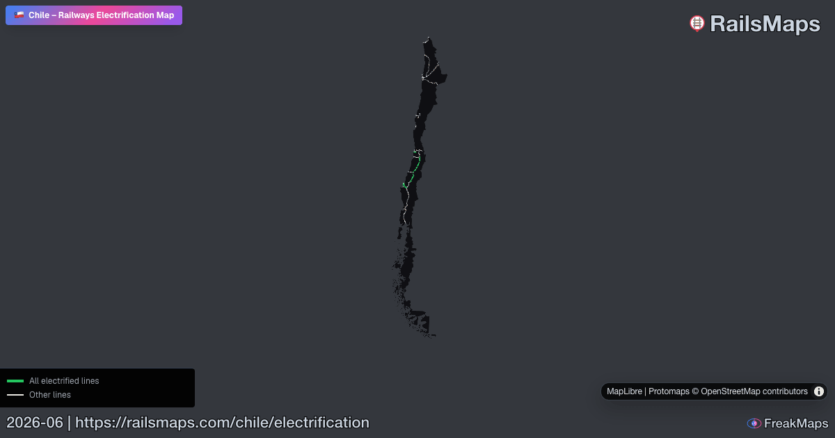Chile Railway Electrification Map — AC & DC Systems | RailsMaps