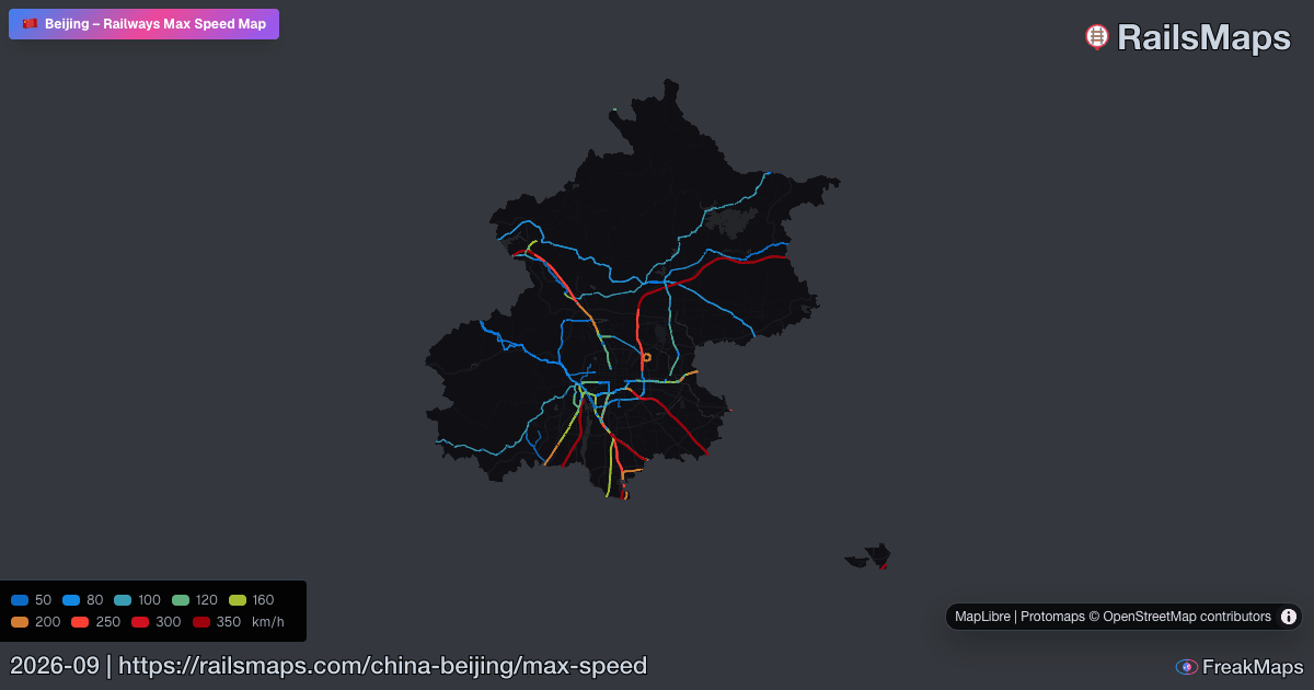 Beijing Railway Speed Map — Maximum Train Speeds | RailsMaps