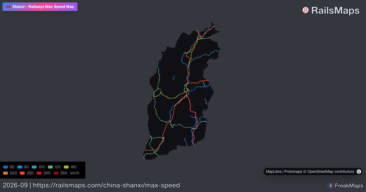 Shanxi Railway Speed Map — Maximum Train Speeds | RailsMaps