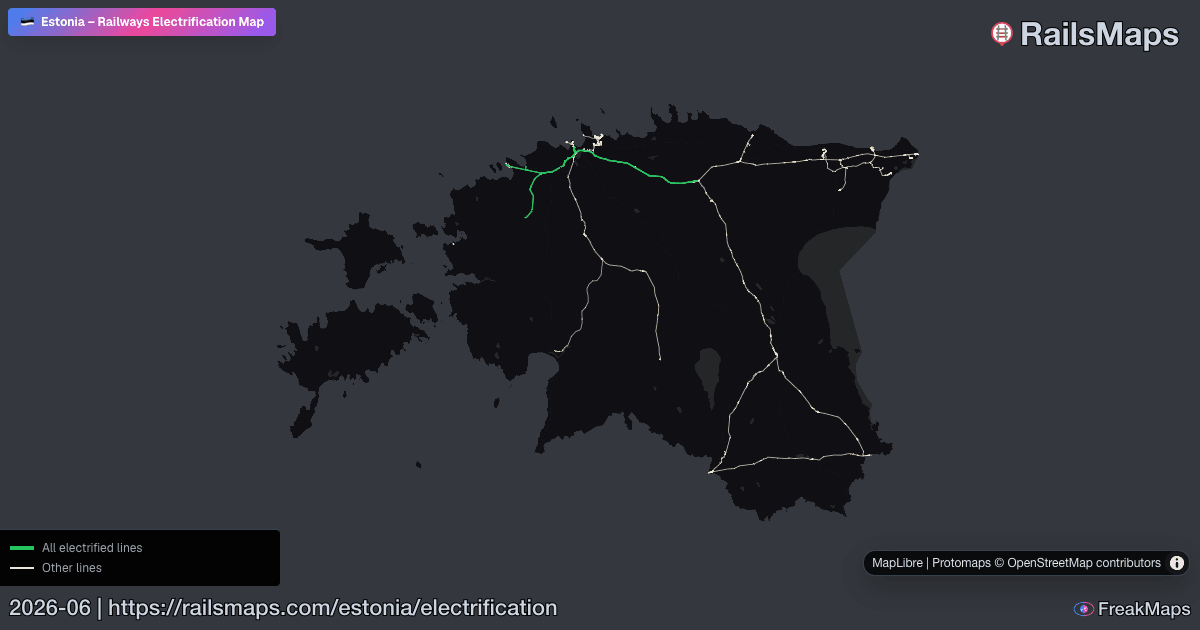 Estonia Railway Electrification Map — AC & DC Systems | RailsMaps