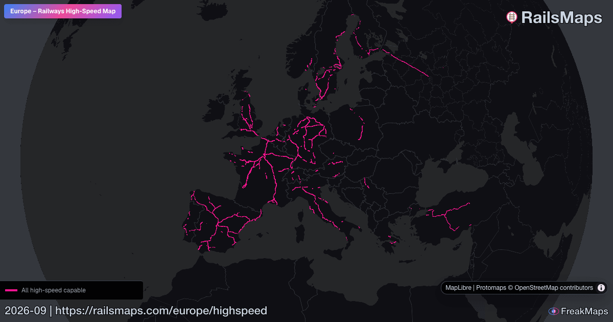 European Fast Train Map Europe High-Speed Rail Map — HSR Lines & Fast Train Corridors | RailsMaps