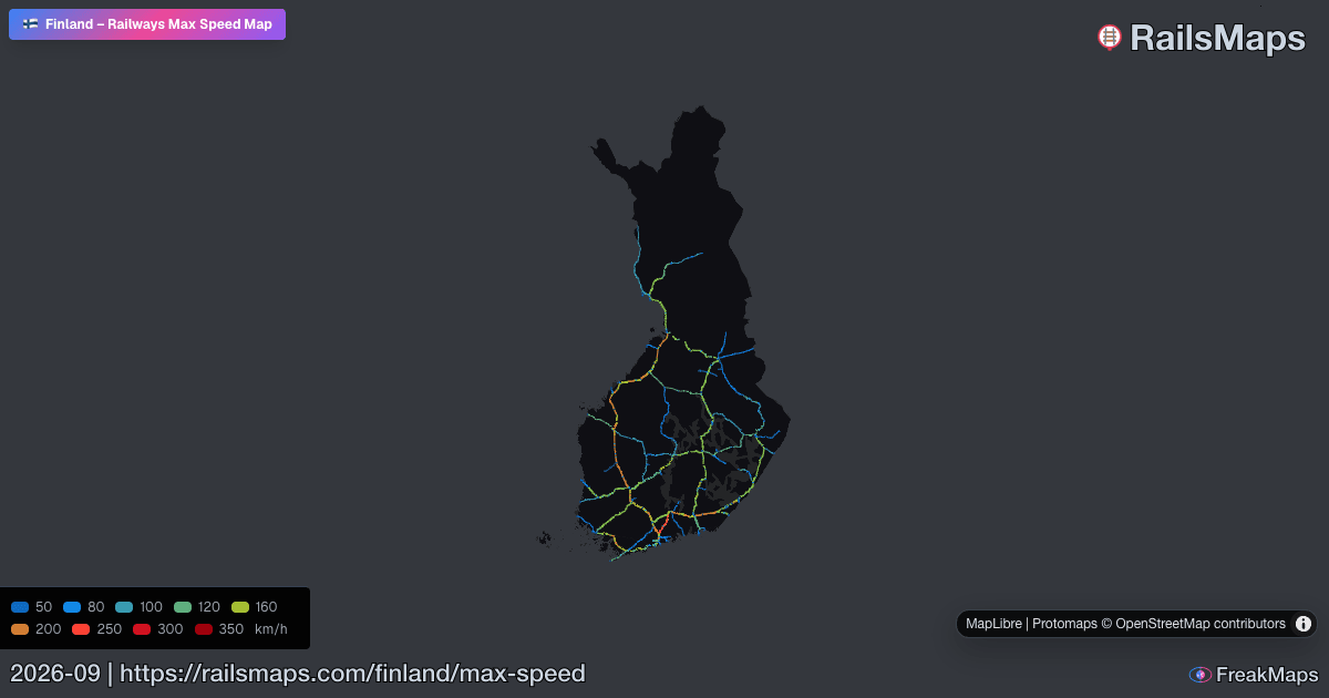 Train Rails Finland Finland Railway Speed Map — Maximum Train Speeds | RailsMaps
