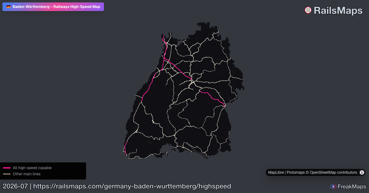 Baden W Rttemberg Mapa De Alta Velocidad RailsMaps Germany Baden Wurttemberg Railway Highspeed Map 