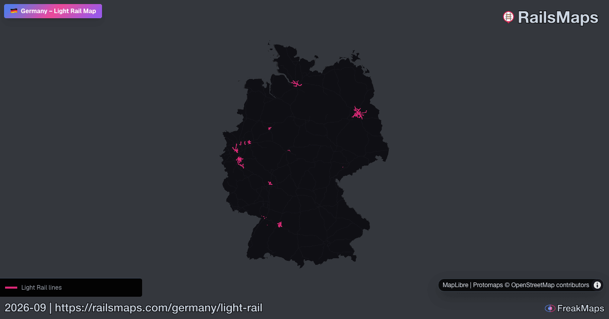 Germany Light Rail Map — LRT Lines & Routes | RailsMaps