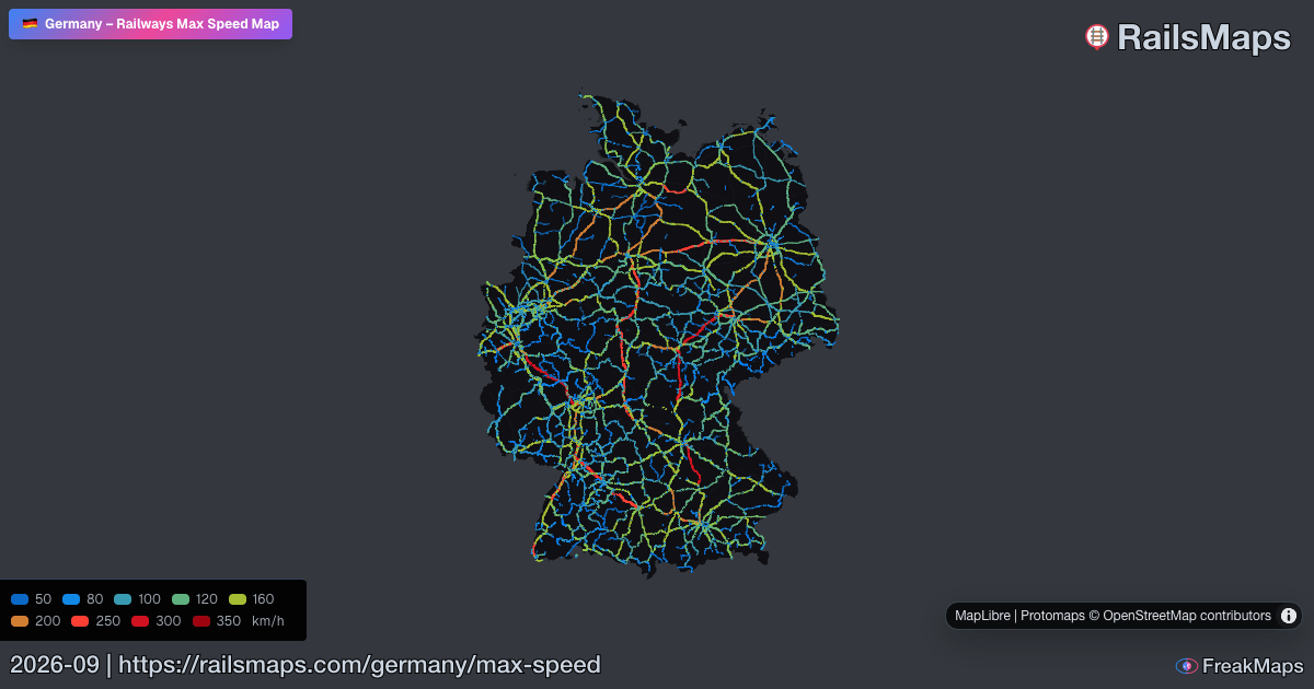 Germany Railway Speed Map — Maximum Train Speeds | RailsMaps