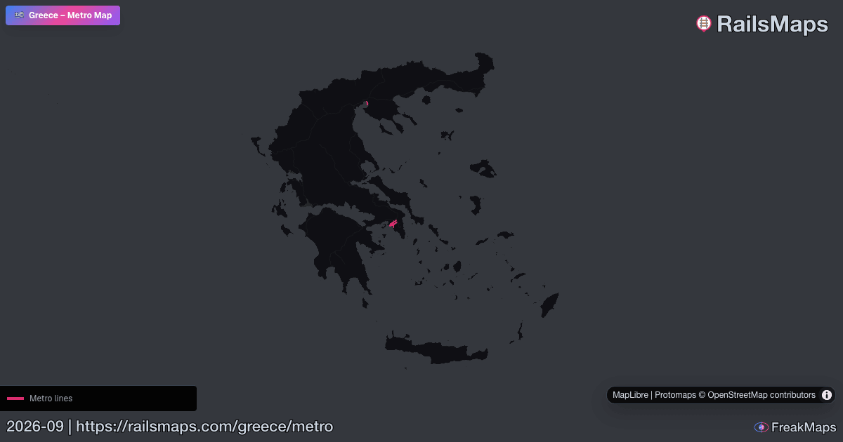 Grees Metro Map Greece Metro Map — Subway, Underground & Rapid Transit | RailsMaps