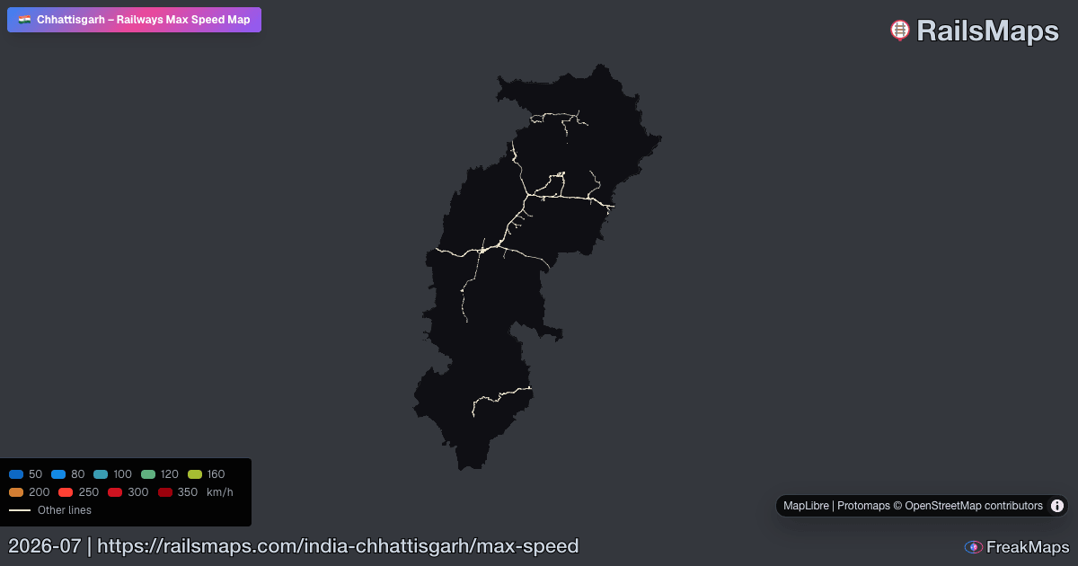 Chhattisgarh Railway Speed Map — Maximum Train Speeds | RailsMaps
