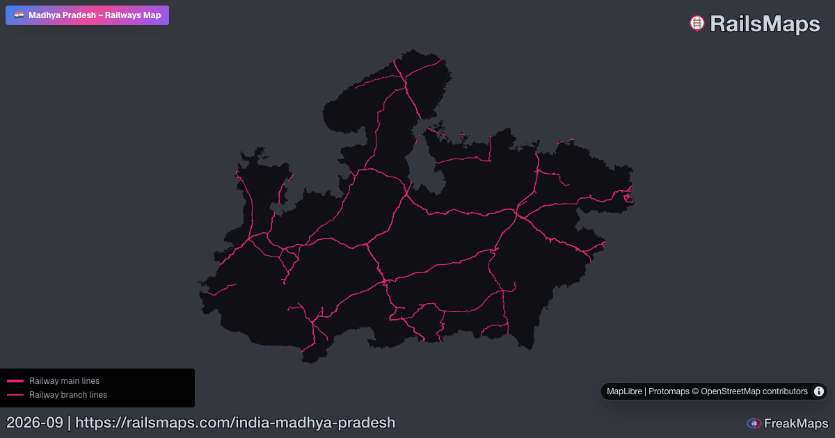 Mp Line Map Madhya Pradesh Railway Map — Train & Rail Network | RailsMaps