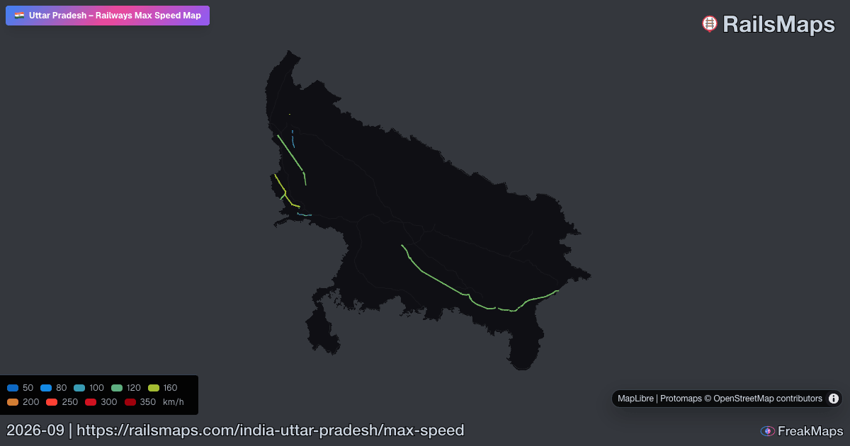 Uttar Pradesh Railway Speed Map — Maximum Train Speeds | RailsMaps