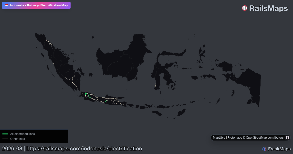 Indonesia Railway Electrification Map — AC & DC Systems | RailsMaps