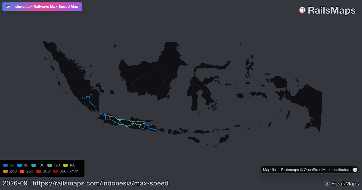 Indonesia Railway Speed Map — Maximum Train Speeds | RailsMaps