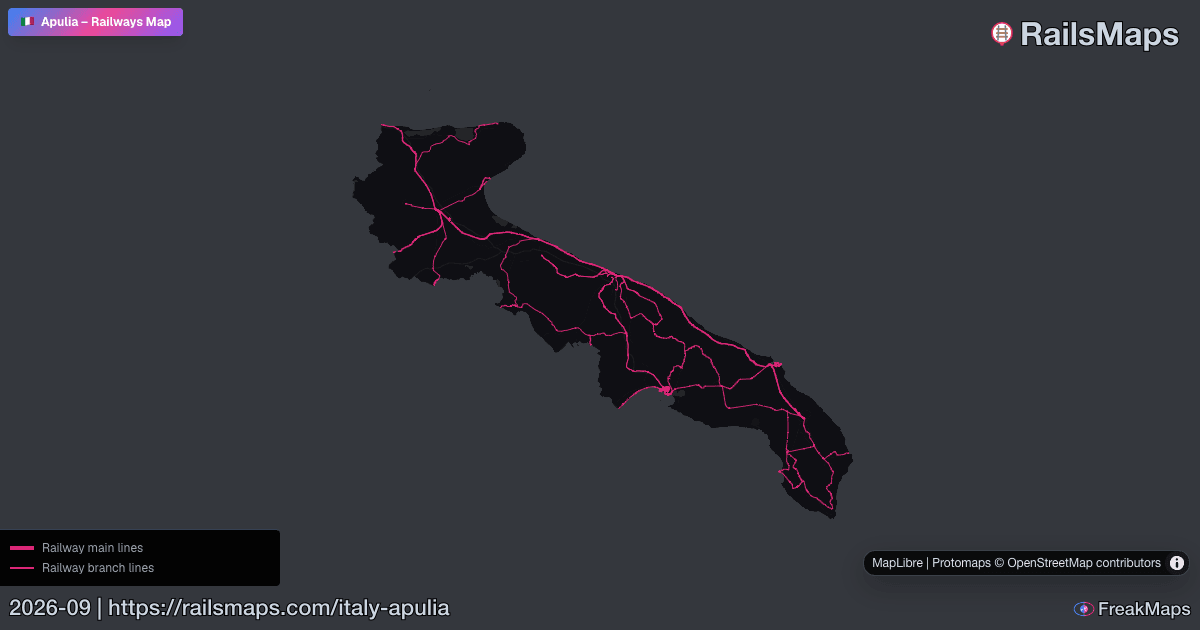 Apulia Railway Map — Train & Rail Network | RailsMaps