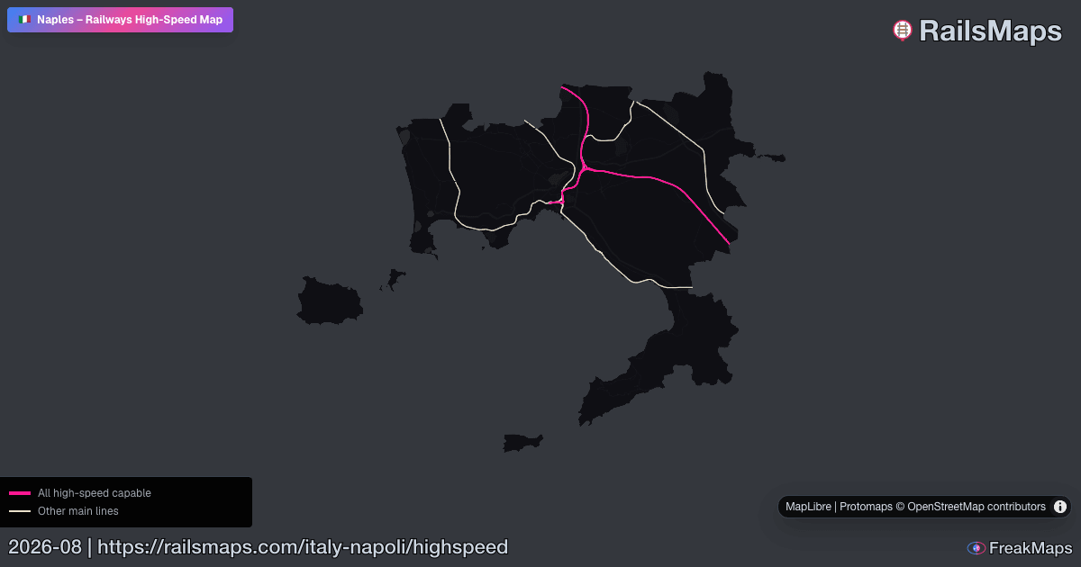 Hsr Train Map Naples High-Speed Rail Map — HSR Lines & Fast Train Corridors | RailsMaps