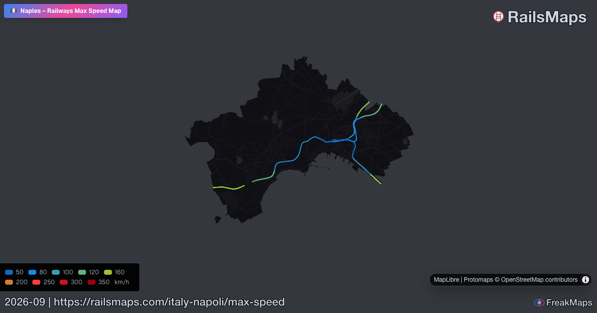 Naples Railway Speed Map — Maximum Train Speeds | RailsMaps