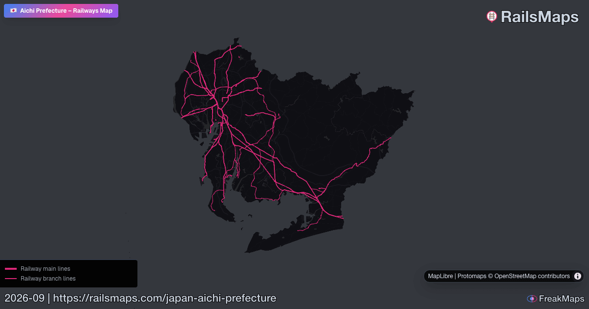 Aichi Train Map 愛知県 - 鉄道・電車マップ | RailsMaps