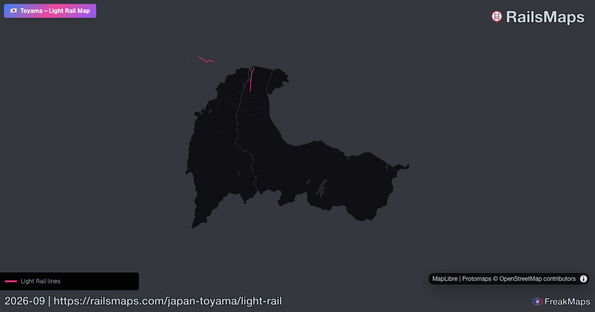 Toyama Light Rail Map — LRT Lines & Routes | RailsMaps