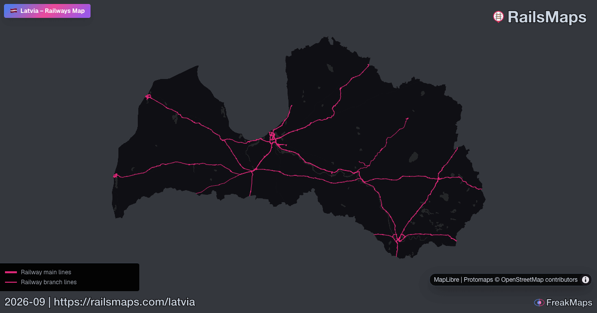 Latvia Railway Map — Train & Rail Network | RailsMaps