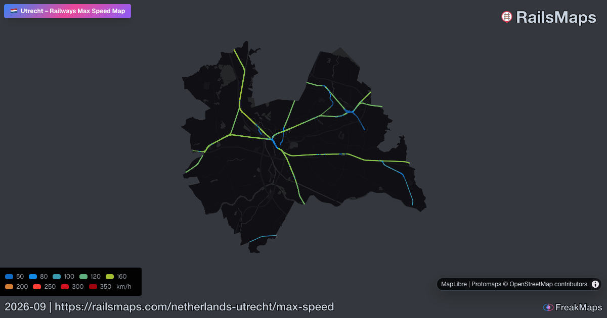 Utrecht Railway Speed Map — Maximum Train Speeds | RailsMaps