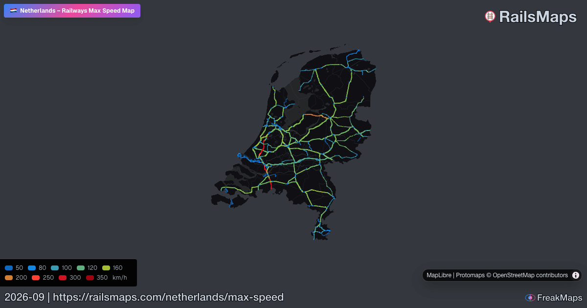 Netherlands Railway Speed Map — Maximum Train Speeds | RailsMaps
