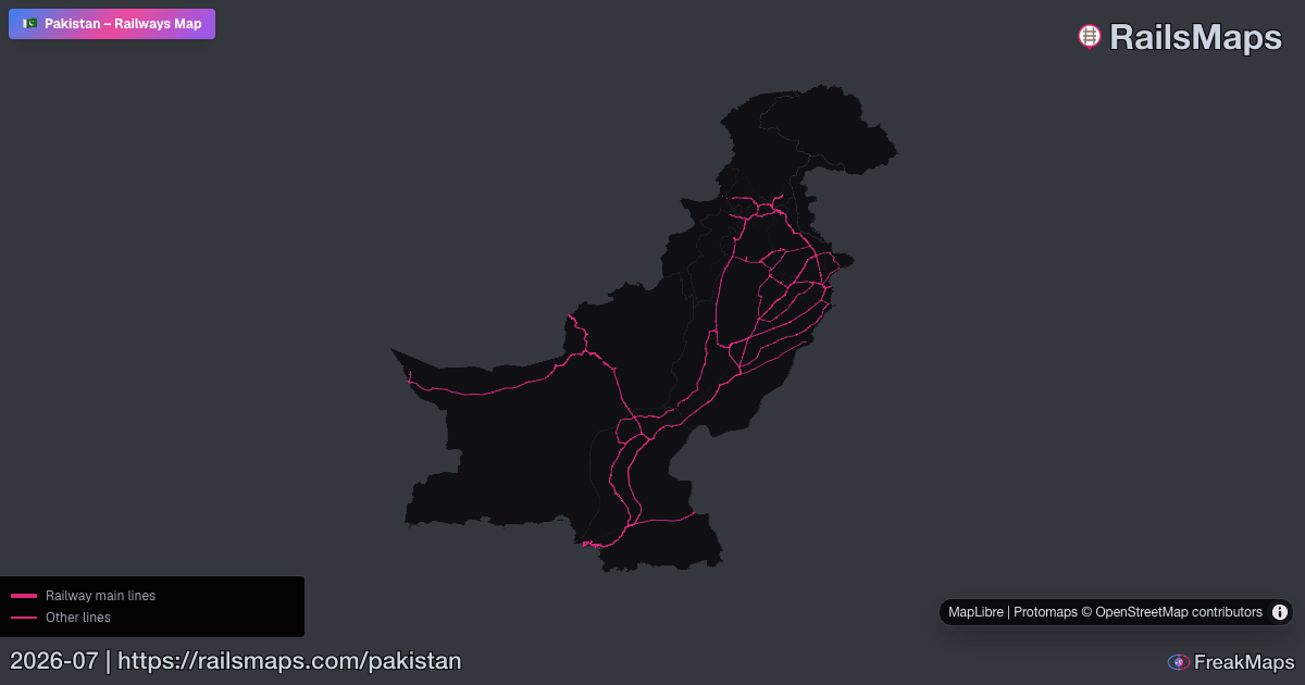 Pakistan Railway Map — Train & Rail Network | RailsMaps