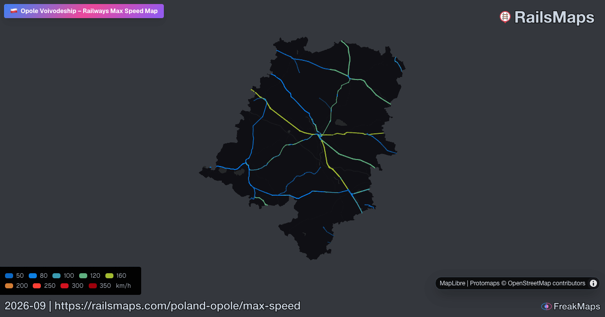 Opole Voivodeship Railway Speed Map — Maximum Train Speeds | RailsMaps