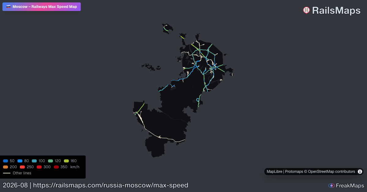 Moscow Railway Speed Map — Maximum Train Speeds | RailsMaps