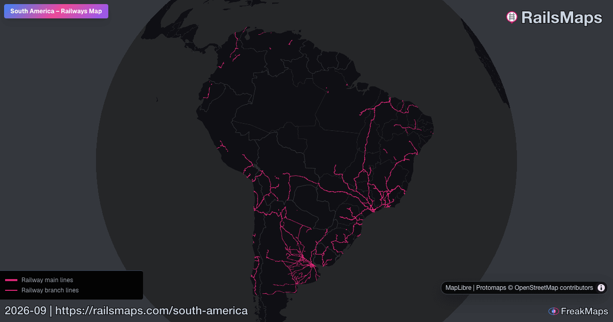 South America Railway Map — Train & Rail Network | RailsMaps