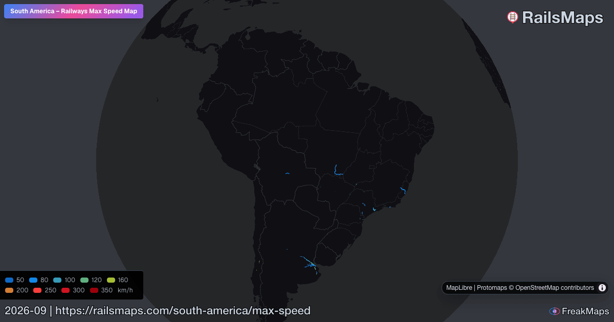 South America Railway Speed Map — Maximum Train Speeds | RailsMaps