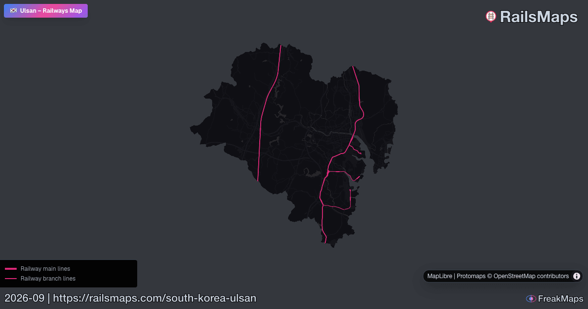 Ulsan - Mapa de Trens e Ferrovias | RailsMaps