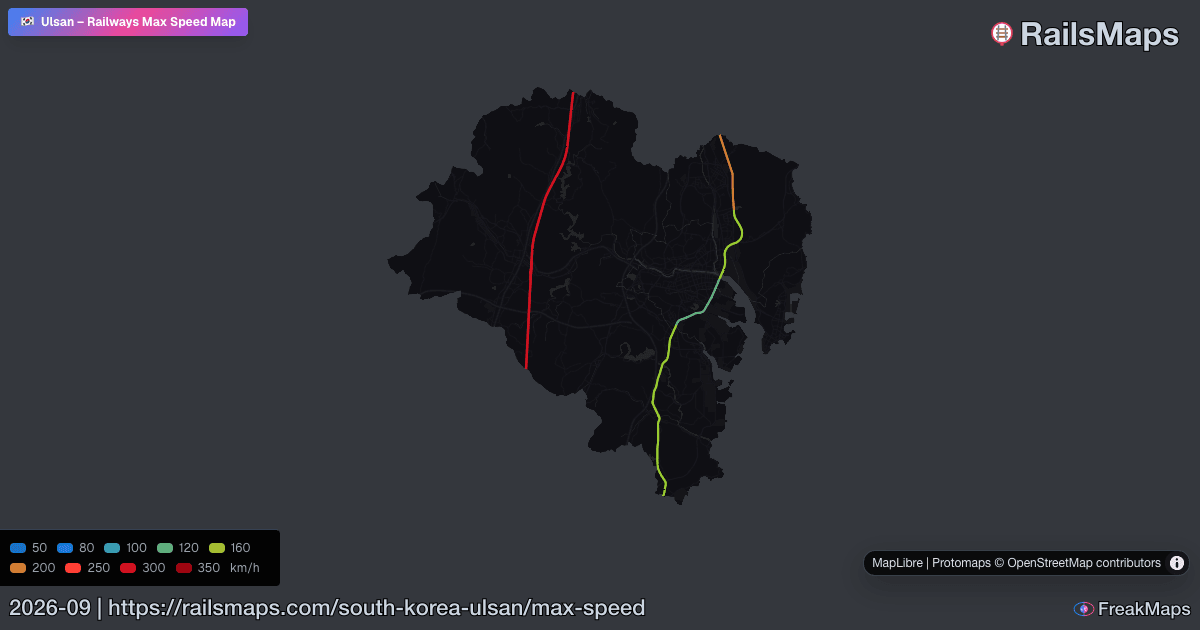 Ulsan Demiryolu Hız Haritası — Azami Tren Hızları | RailsMaps