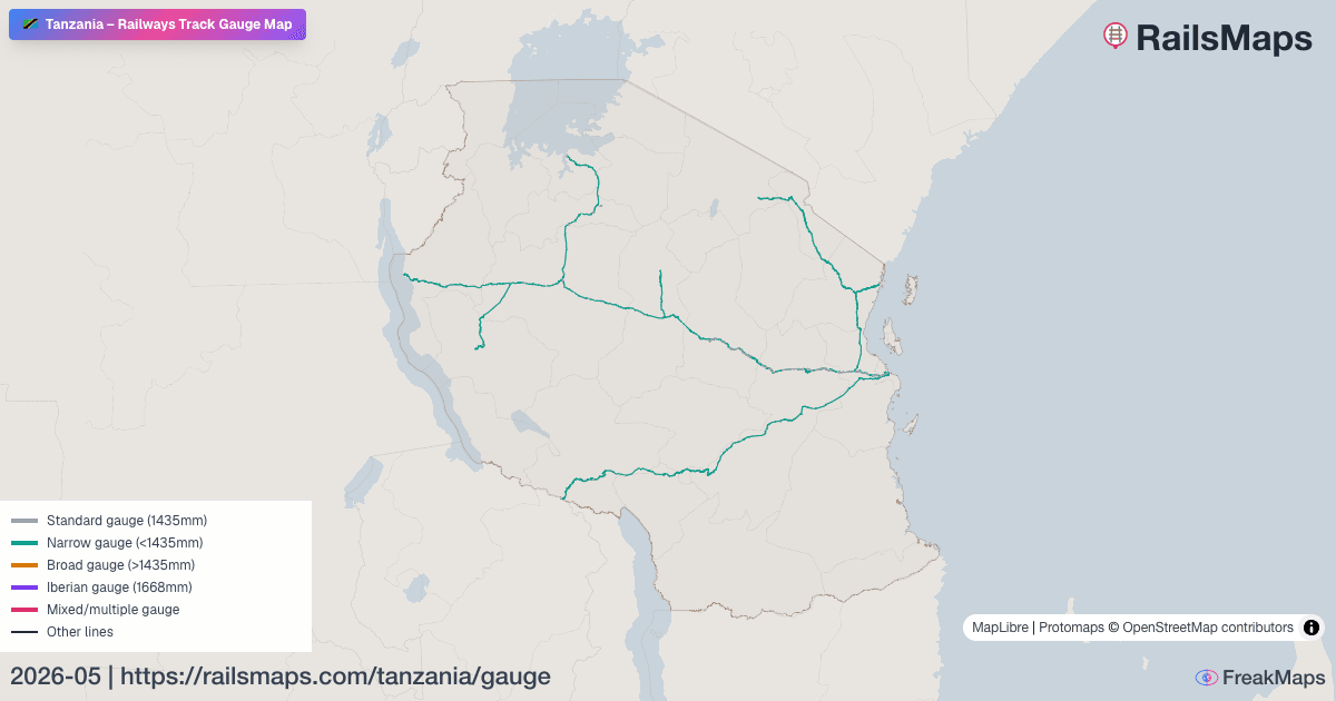 Tanroads Chart Tanzania Railway Track Gauge Map — Standard, Broad & Narrow Gauge ...