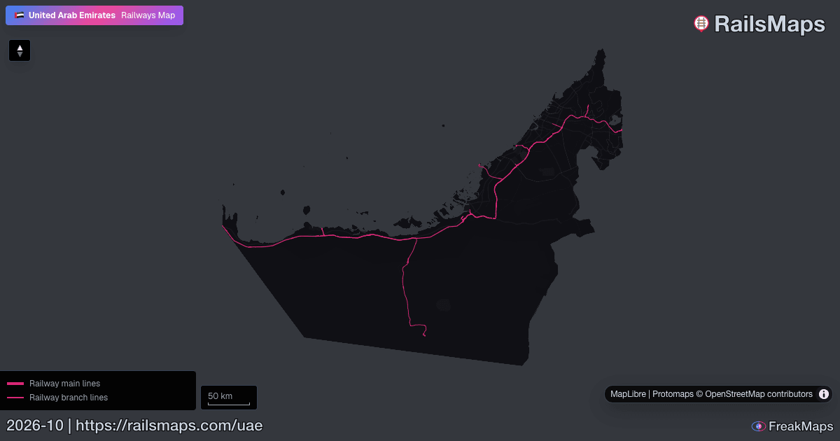 Emirates Train Map United Arab Emirates Railway Map — Train & Rail Network | RailsMaps