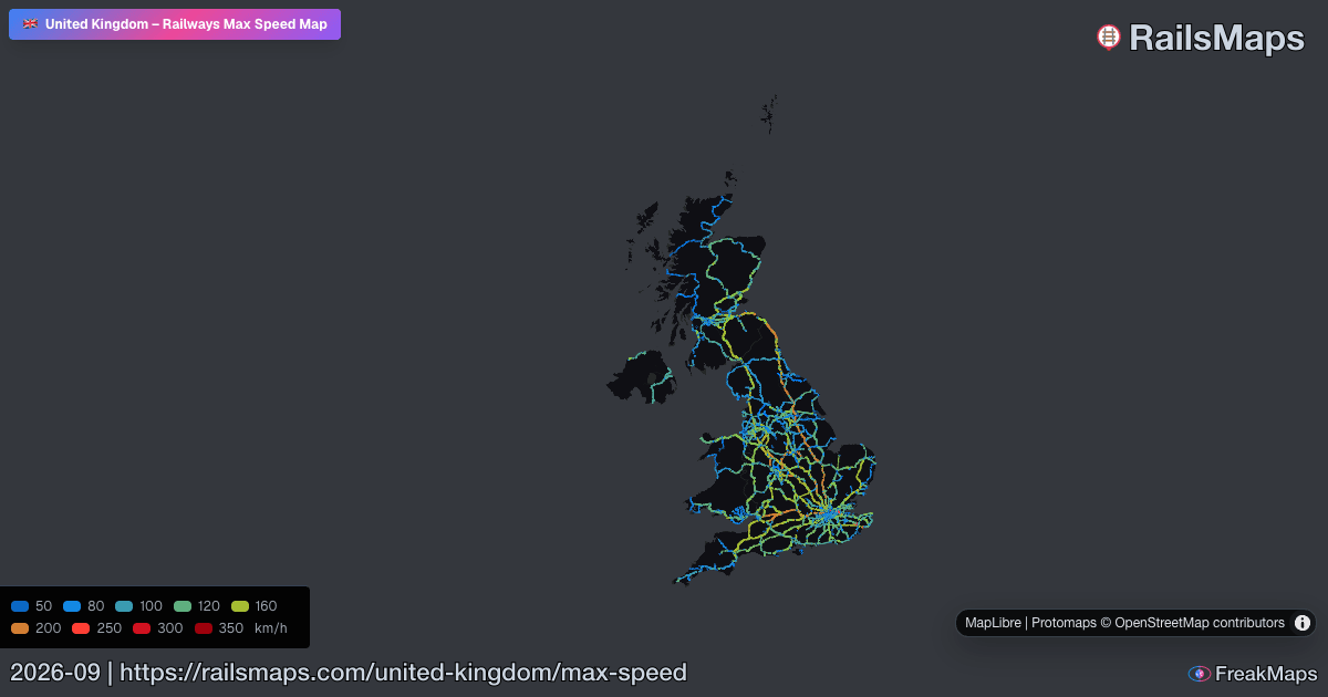 United Kingdom Railway Speed Map — Maximum Train Speeds | RailsMaps