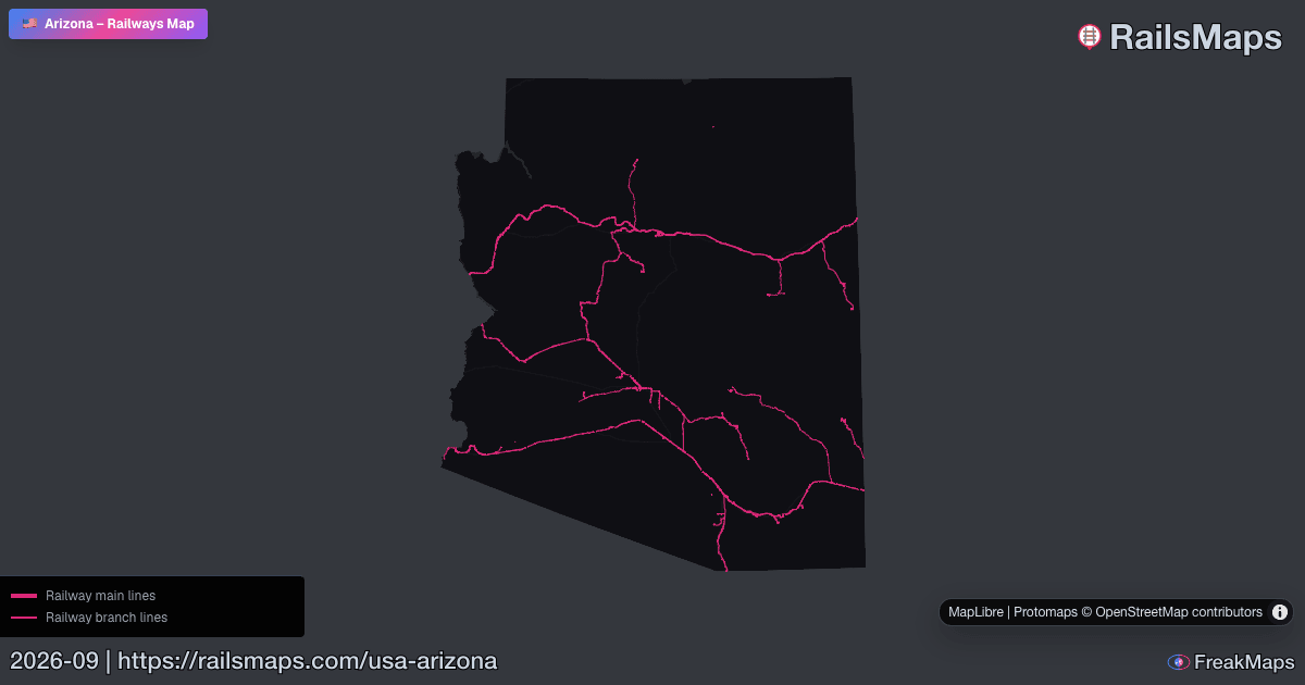 Arizona Railway Map — Train & Rail Network | RailsMaps