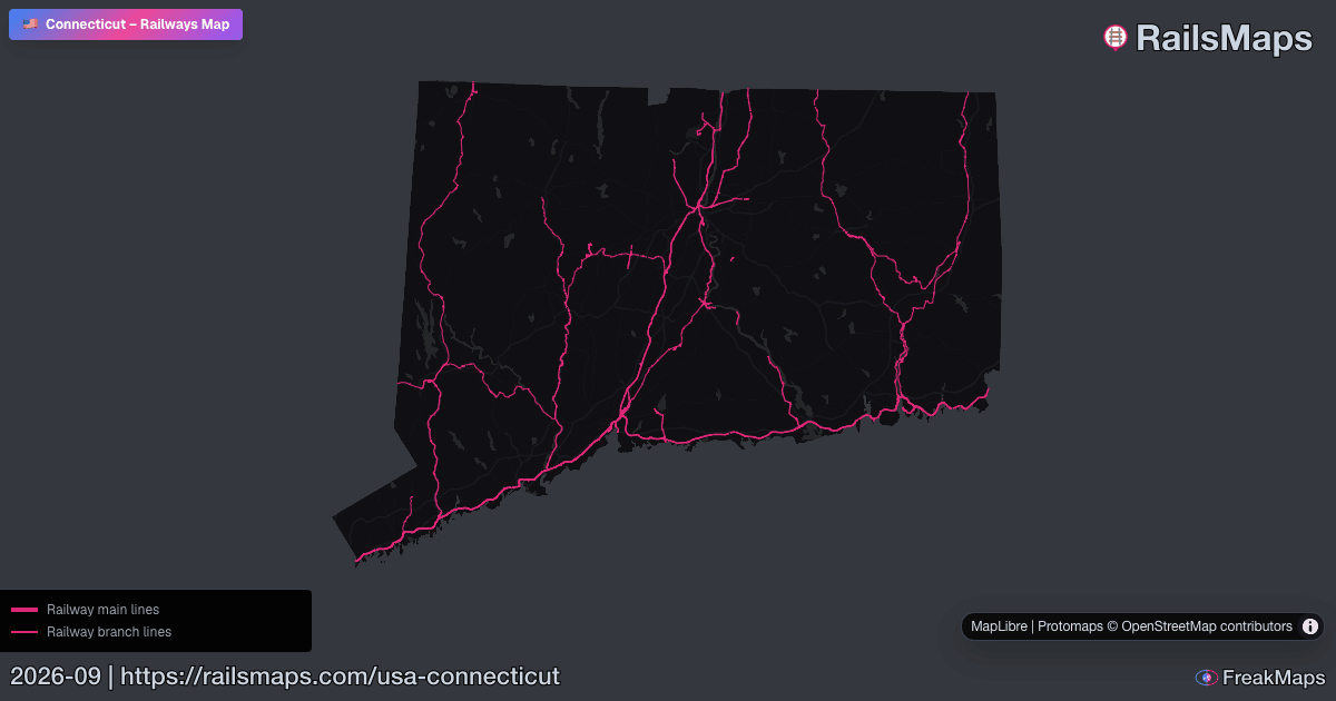 Connecticut Railway Map — Train & Rail Network | RailsMaps