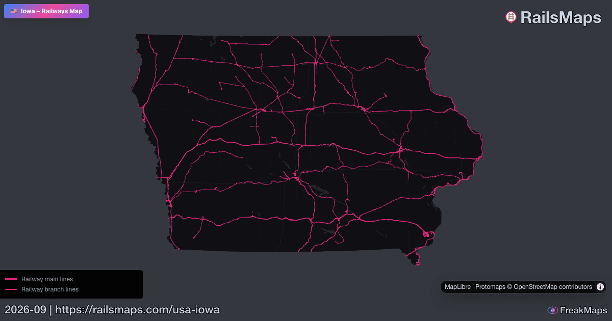 Iais System Map Iowa Railway Map — Train & Rail Network | RailsMaps