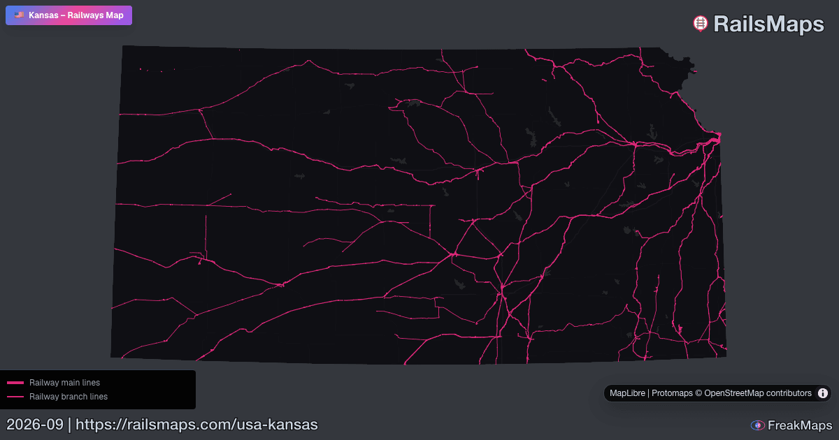 Kansas Railway Map — Train & Rail Network | RailsMaps
