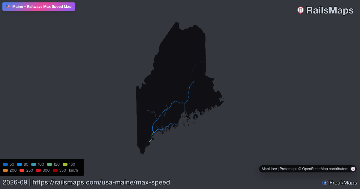 Maine Railway Speed Map — Maximum Train Speeds | RailsMaps