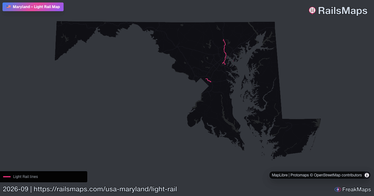 Maryland Light Rail Map — LRT Lines & Routes | RailsMaps