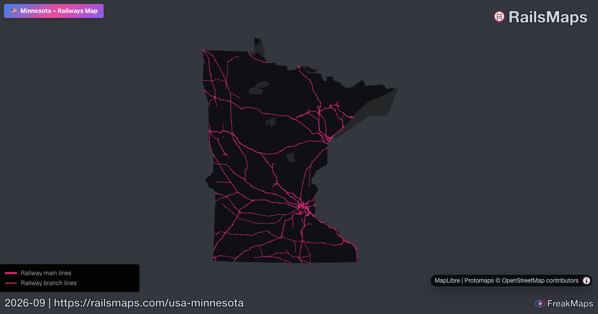 Minnesota Railway Map — Train & Rail Network | RailsMaps