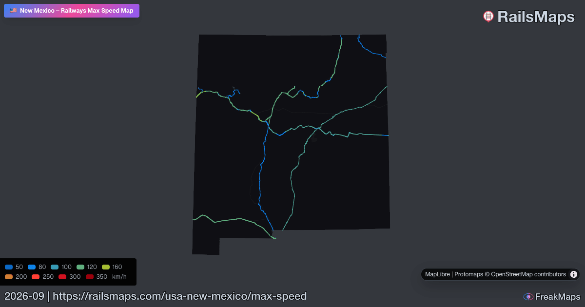New Mexico Railway Speed Map — Maximum Train Speeds | RailsMaps