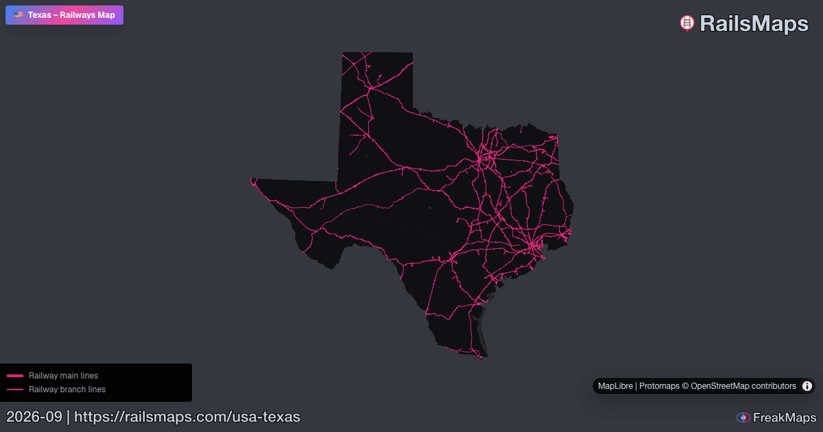Texas Railway Map — Train & Rail Network | RailsMaps