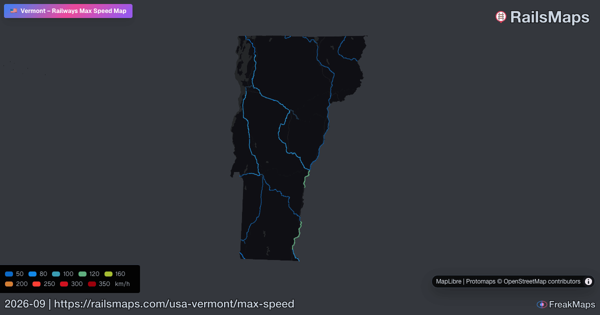 Vermont Railway Speed Map — Maximum Train Speeds | RailsMaps