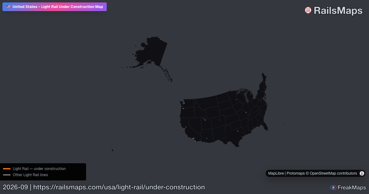 Map Rails Construction United States Light Rail Under Construction — LRT Extensions Being ...