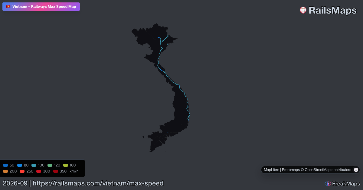 H Rvn Vietnam Railway Speed Map — Maximum Train Speeds | RailsMaps